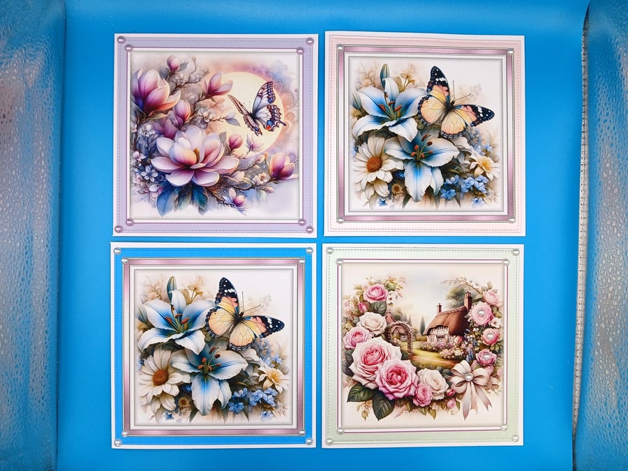 Set Of 4 Notecards, Thank you cards, Just because Cards, Thinking Of You