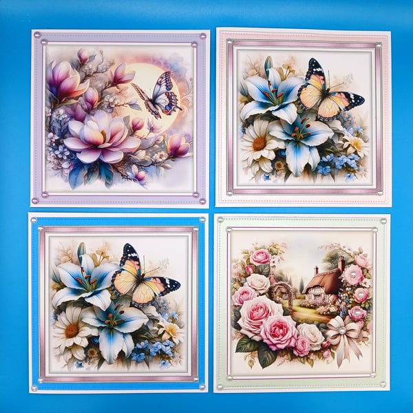 Set Of 4 Notecards, Thank you cards, just because Cards