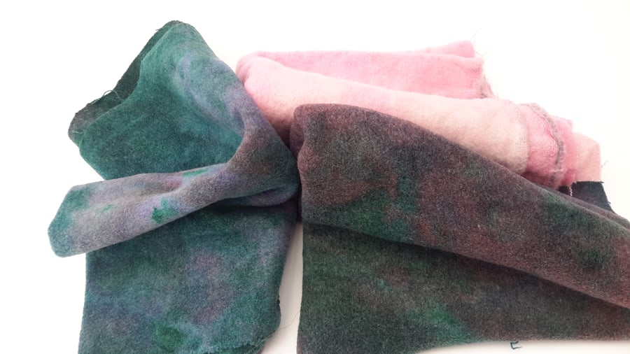 3 x pieces of Hand Dyed Wool Fabric, Alpaca & Velvet Wool, Craft Material