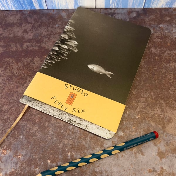 Notebook, Marine themed, A5 (ish), made from up-cycled and recycled materials.