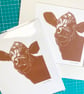 A curious cow lino print with mount - Image 2