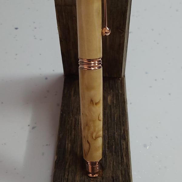 Handmade Masur Birch Rollerball Pen in Rose Gold