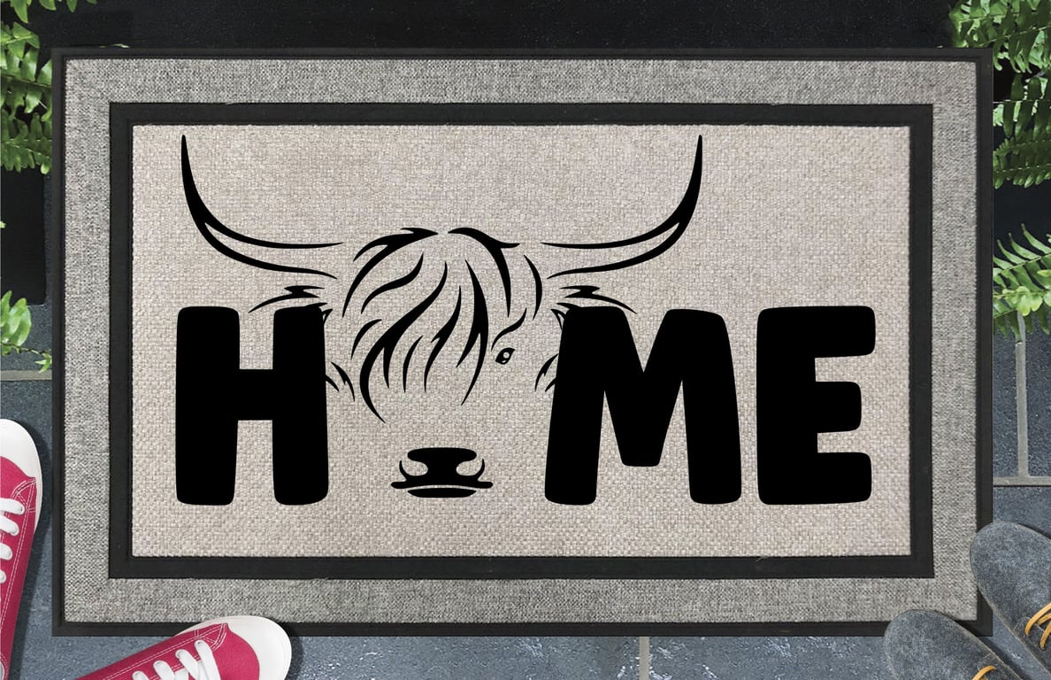 Highland Cow Home Door Mat No.1 - Highland Cow All Weather Doormat - 45x70cm 