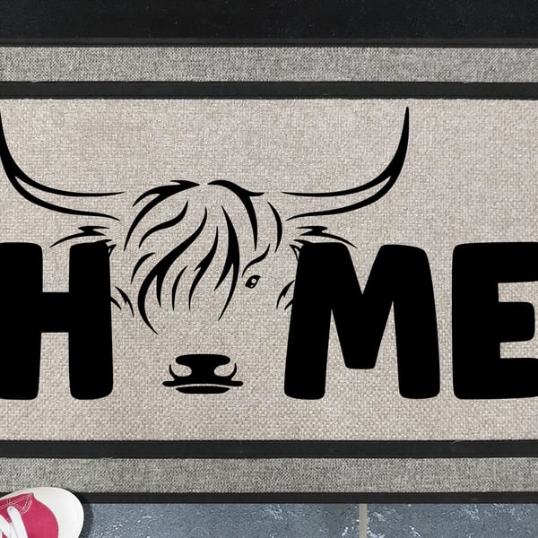 Highland Cow Home Door Mat No.1 - Highland Cow All Weather Doormat - 45x70cm 