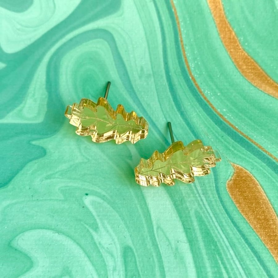 Oak leaf stud earrings