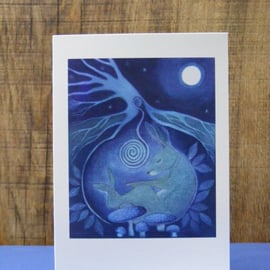 Dreamtime Hare Blank Greetings Card