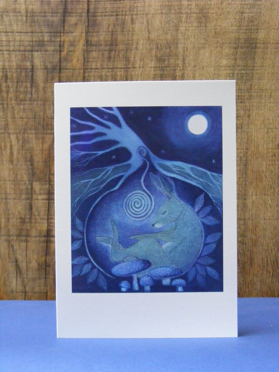 Dreamtime Hare Blank Greetings Card