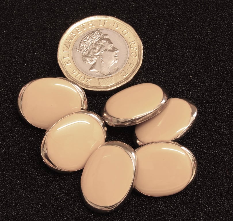 Vintage Buttons: Latte Coloured Center, Golden Rim, Oval 6x19mm
