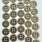 30 Metal Buttons, Old Gold Colour, Small 11mm Wide, Raised Edge Design