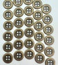 30 Metal Buttons, Old Gold Colour, Small 11mm Wide, Raised Edge Design