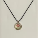 Shabby Chic Floral Glass Pendant Necklace. Design 6