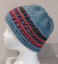 Handknit chunky wool hat col 2 Powder Blue