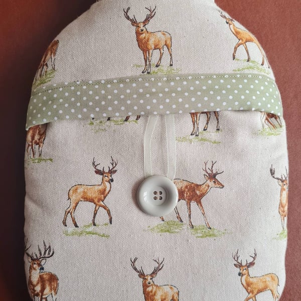 Stag fabric hot water bottle cover (with bottle)