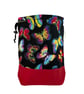 two at a time knitting bag with floral  print, drawstring divided pouch, 