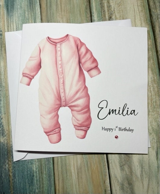 Personalised Girls 1st Birthday Card Handmade Happy First Birthday Card
