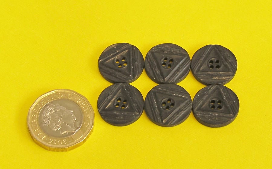 Vintage Buttons: Black Triangle Geometric Deco -esque 6x17mm