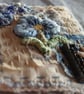 Slow-stitched and needle-painted blue floral brooch - Image 6