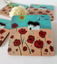 Poppy Coasters Cottage Countryside Painting Floral Art Print  - Image 2
