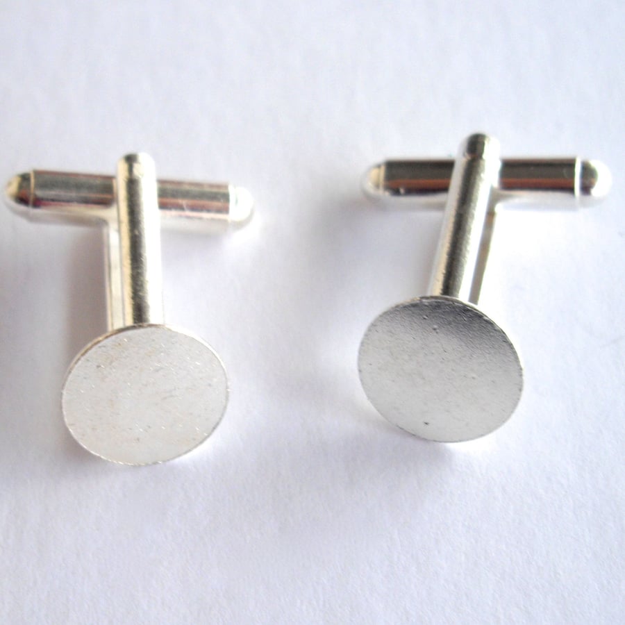 3 x Pairs of Silver Plated Cuff Link Blanks