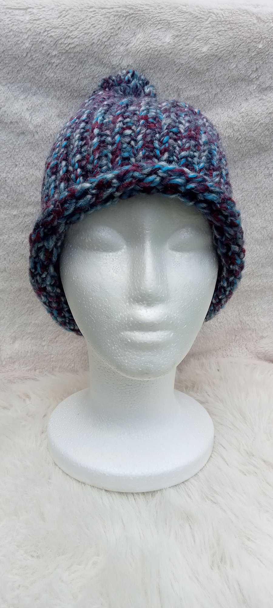 Bobble Hat, hand-woven.