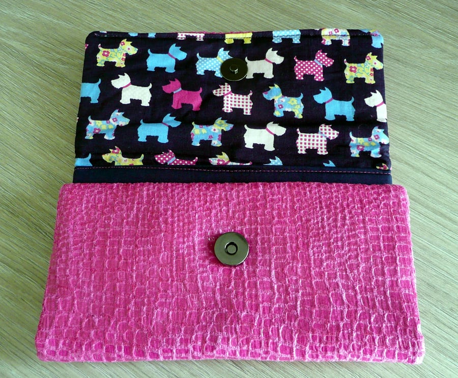 Wallet, ladies purse,  credit card holder, pink faux snake skin purse