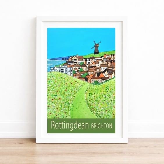 Rottingdean Brighton travel poster print by Susie West