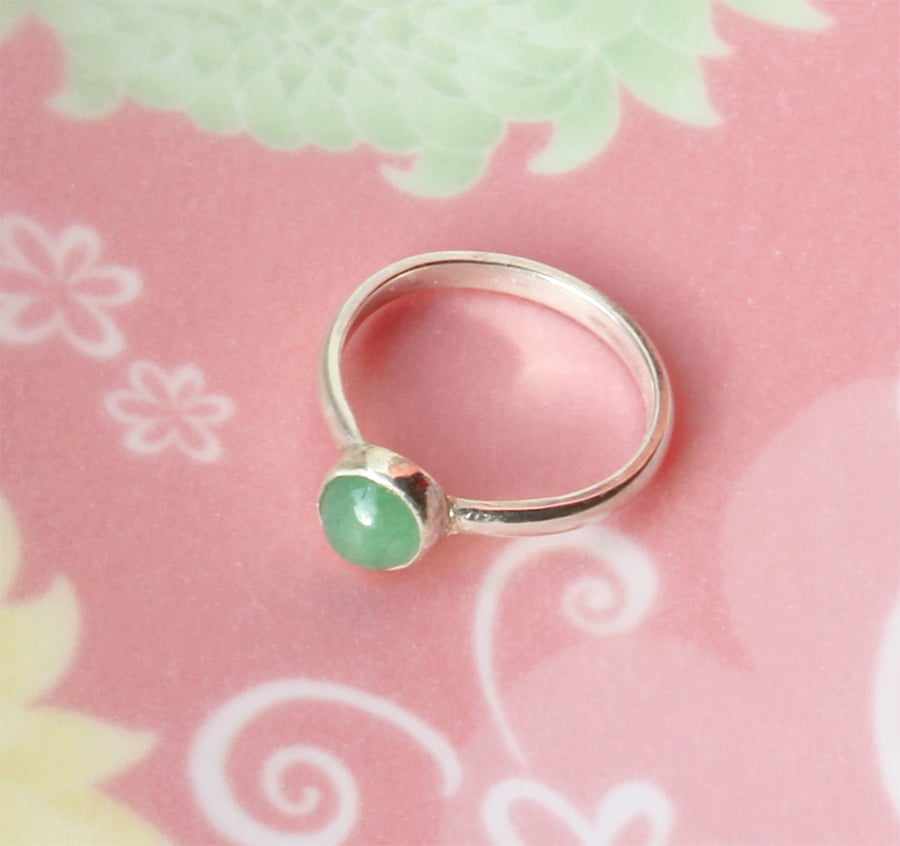 SALE - Green Aventurine Stacking Ring - Size N - Size I
