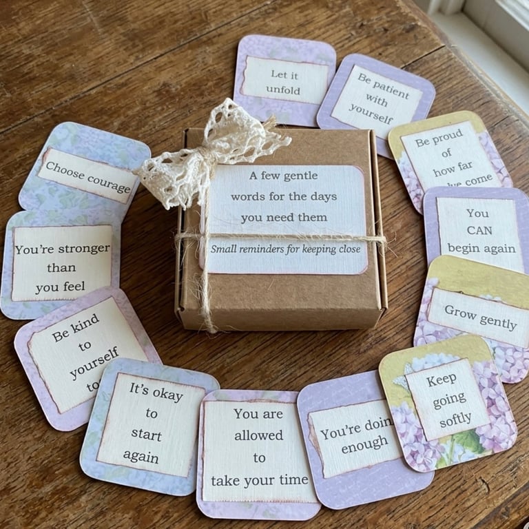 A Little Box of Calm. Mini Box of Gentle Reminders. Encouragement Gift.