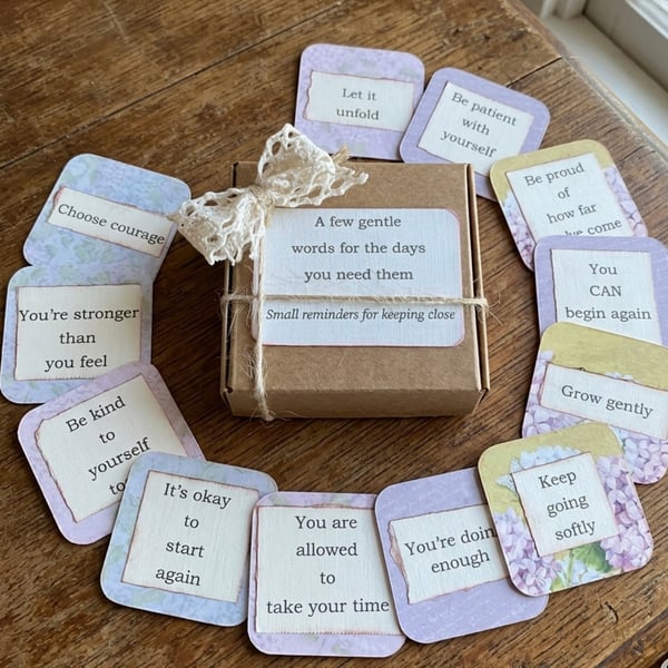 A Little Box of Calm. Mini Box of Gentle Reminders. Encouragement Gift.