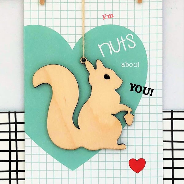 Valentine's Card - Handmade Card - Nuts about you - Squirrel Card