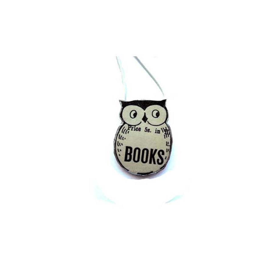Little Whimsical Literary Owl resin Necklace by EllyMental
