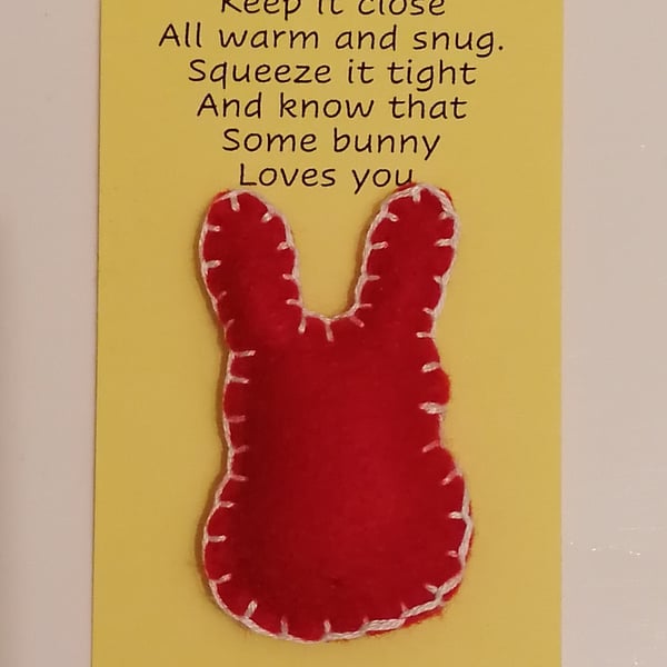 Handmade felt mini rabbit shaped pocket hug