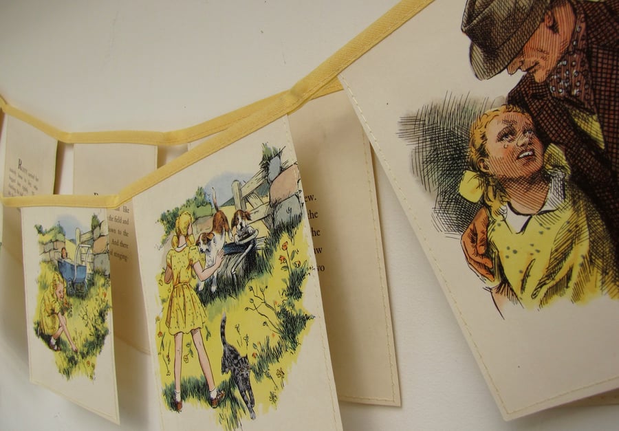 Vintage paper bunting - Blackberry Farm (Rusty the sheep dog)