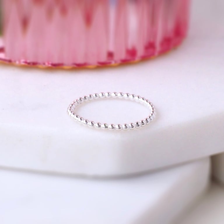 Bubble Silver Band Ring. 1.5mm Thick Silver Ring, Dots Ring