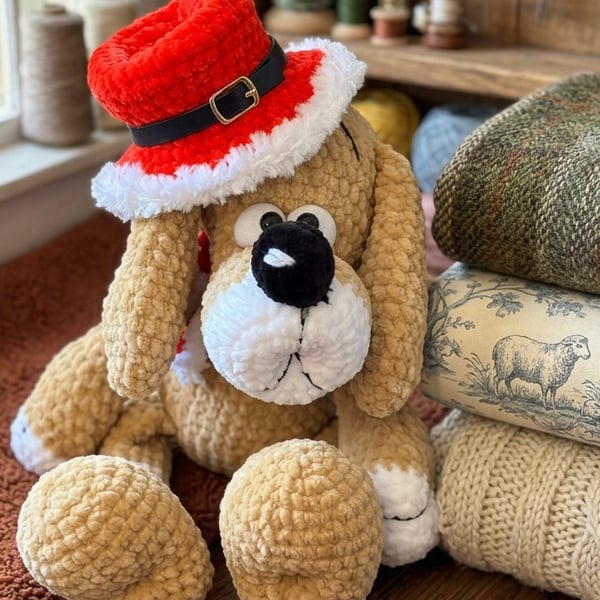 Handmade Crochet Plush Dog Toy Amigurumi Character Collectible Display Decor