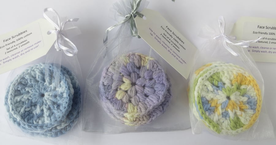 Beautiful Bundle, Face scrubbies set of 4, reusable face wipes. Free Postage
