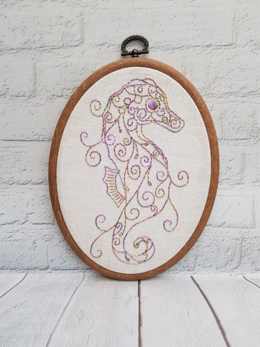 Seahorse Embroidery Hoop, Seahorse Art, Nature Lover Gift