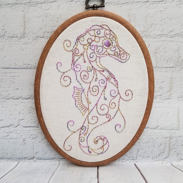 Seahorse Embroidery Hoop, Seahorse Art, Nature Lover Gift