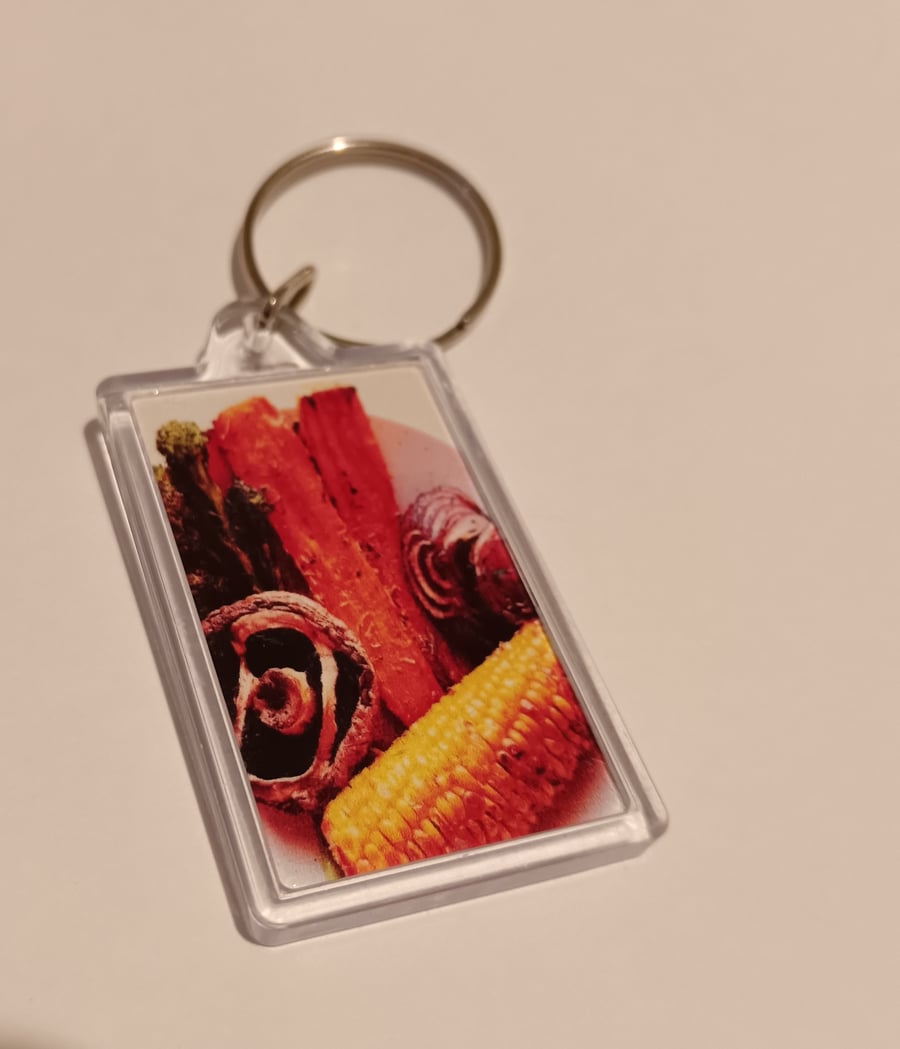 Roasted vegetables quirky photography keyring