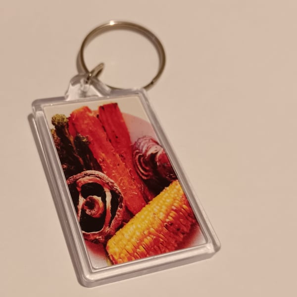 Roasted vegetables quirky photography keyring