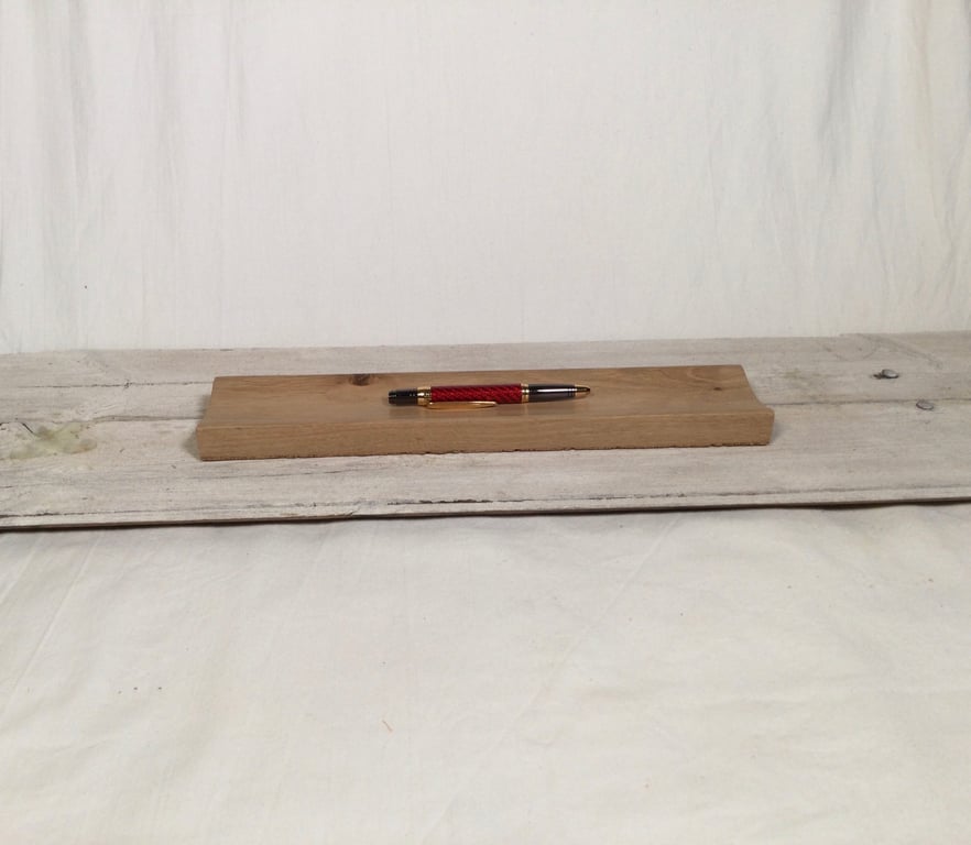 Wooden pen rest for desk. Pen tidy, Desk tidy. Smooth wooden pen and pencil rest