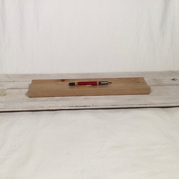 Wooden pen rest for desk. Pen tidy, Desk tidy. Smooth wooden pen and pencil rest