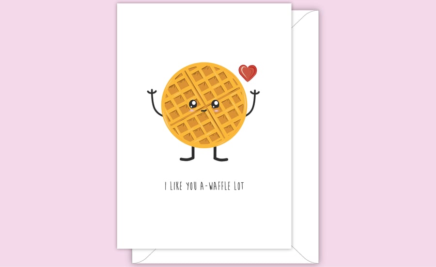Funny Anniversary Card, I Like You A-Waffle Lot