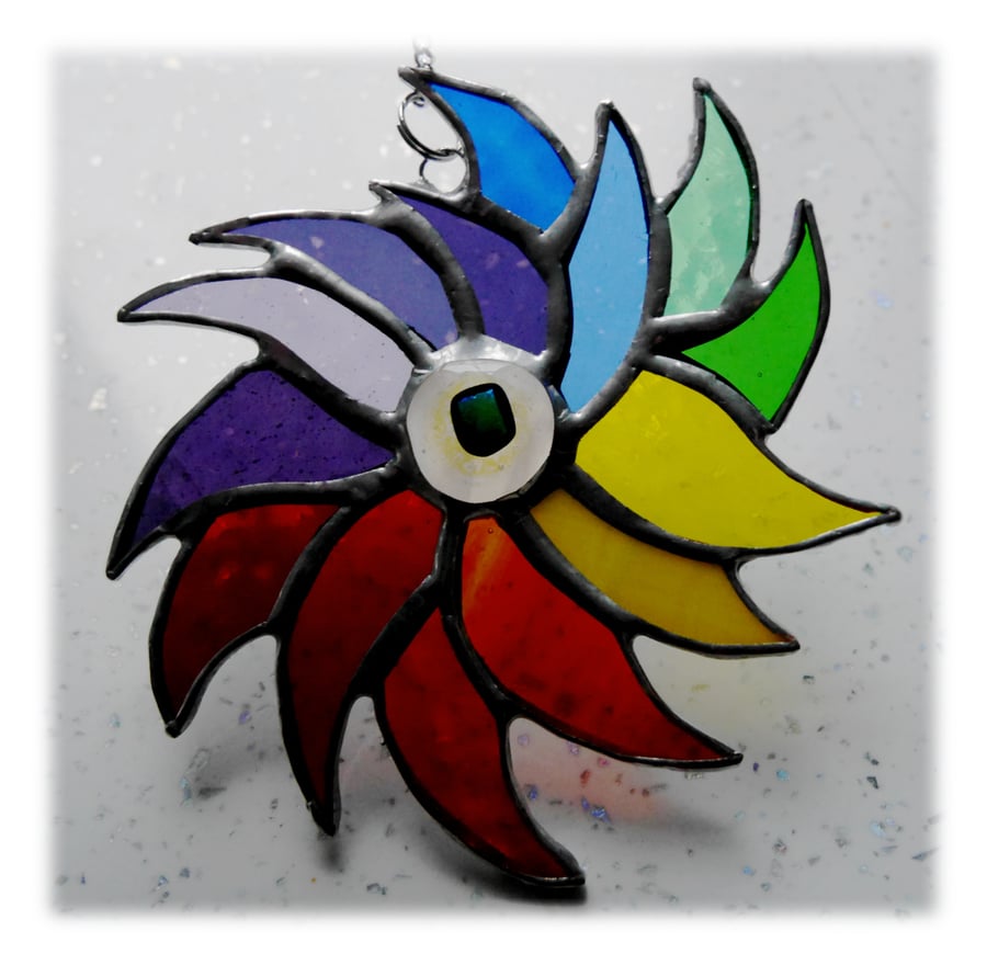 Funky Rainbow Bird Suncatcher Stained Glass 002