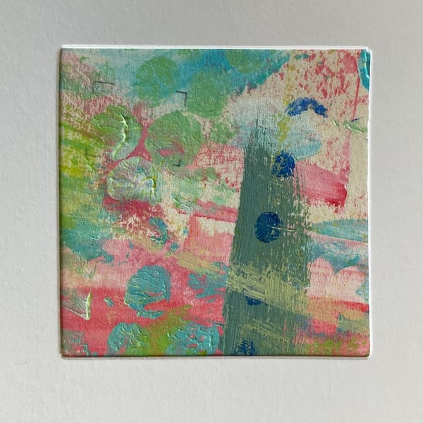 Original Painted Greetings Card, small artwork for framing.