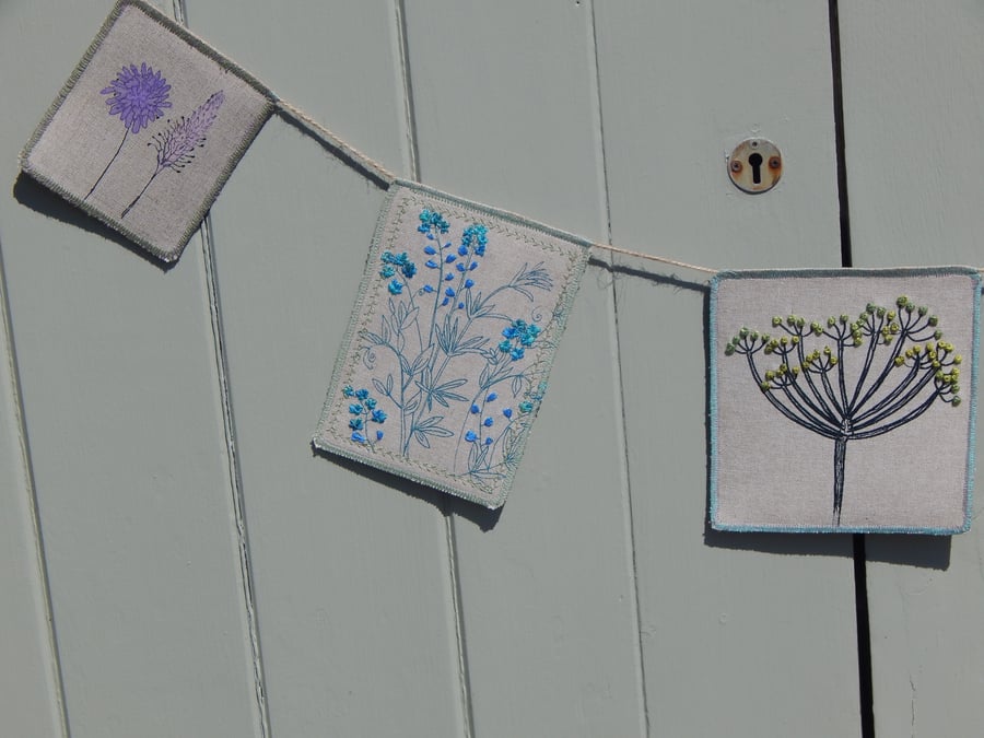 Forget me not and Wild Flower - 90cm - Screen printed Bunting