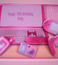 Handmade 3D Computer Birthday Card, Pink Mobile Phone,Games,Personalise - Image 2