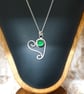 Sterling Silver 925 Unique Heart Pendant With Green Agate - Image 9