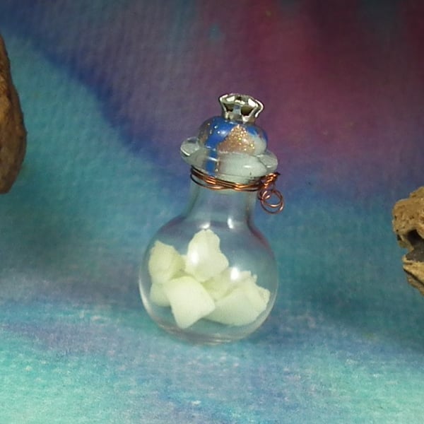 Sale Magical glass bottle with glowing rocks OOAK Sculpt by Ann Galvin