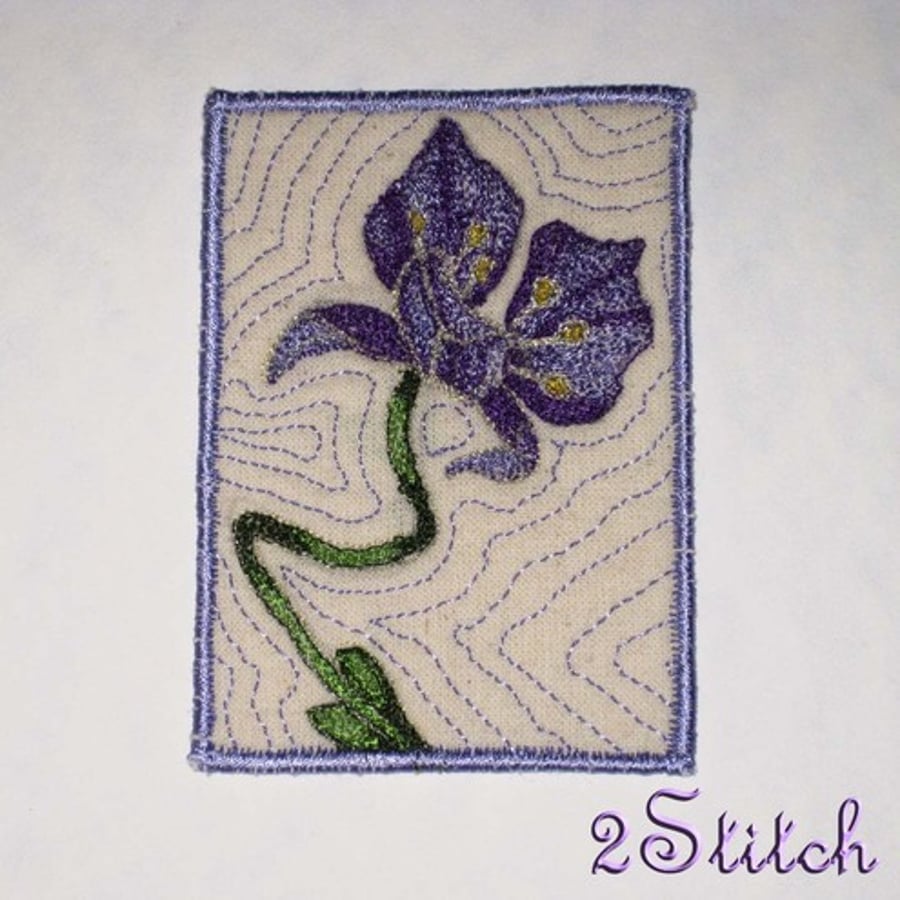ACEO ‘Iris’ - free-motion machine embroidered artwork